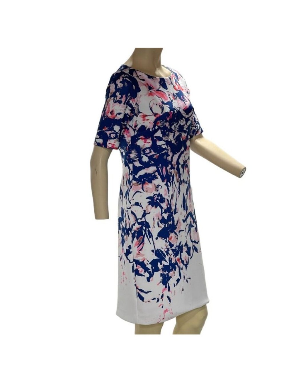 Alex Marie Floral Print Sheath Dress Size 4 Blue & Pink Short Sleeve Knee-Length - Picture 3 of 13